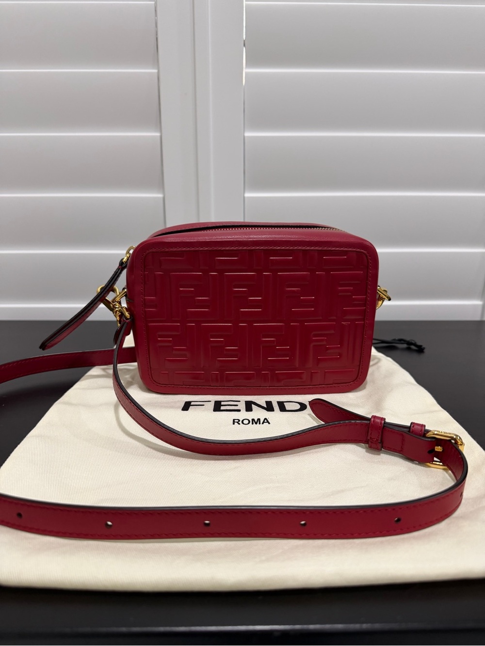 Fendi Embossed Leather Crossbody Camera Bag
